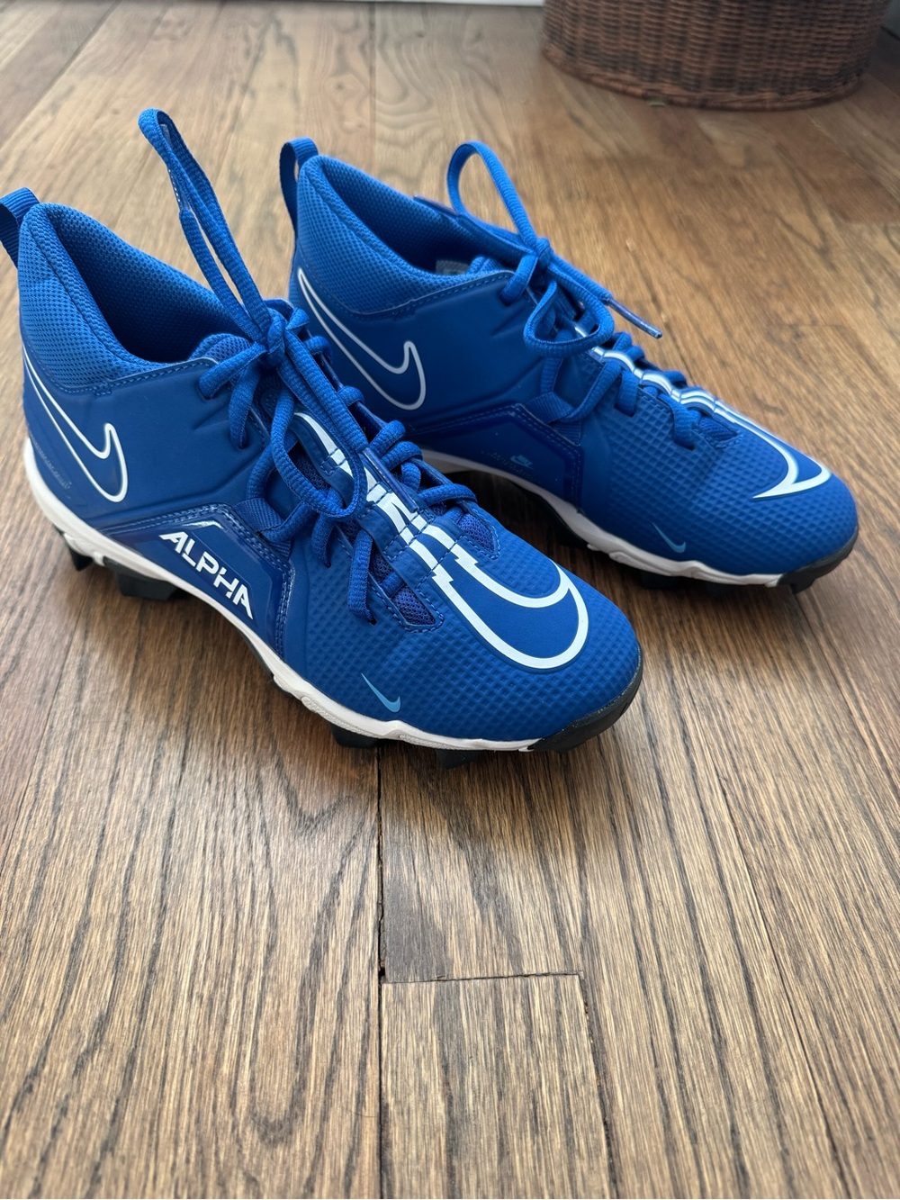 Nike Royal Blue Alpha Football Cleats with White Swoosh Size 5